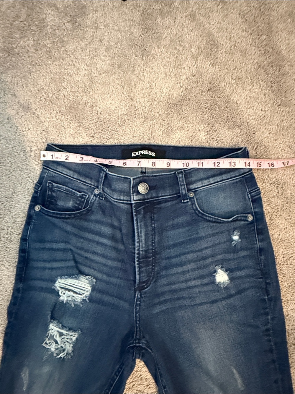 Express Medium Blue Ripped Ankle High Rise - Picture 5 of 10